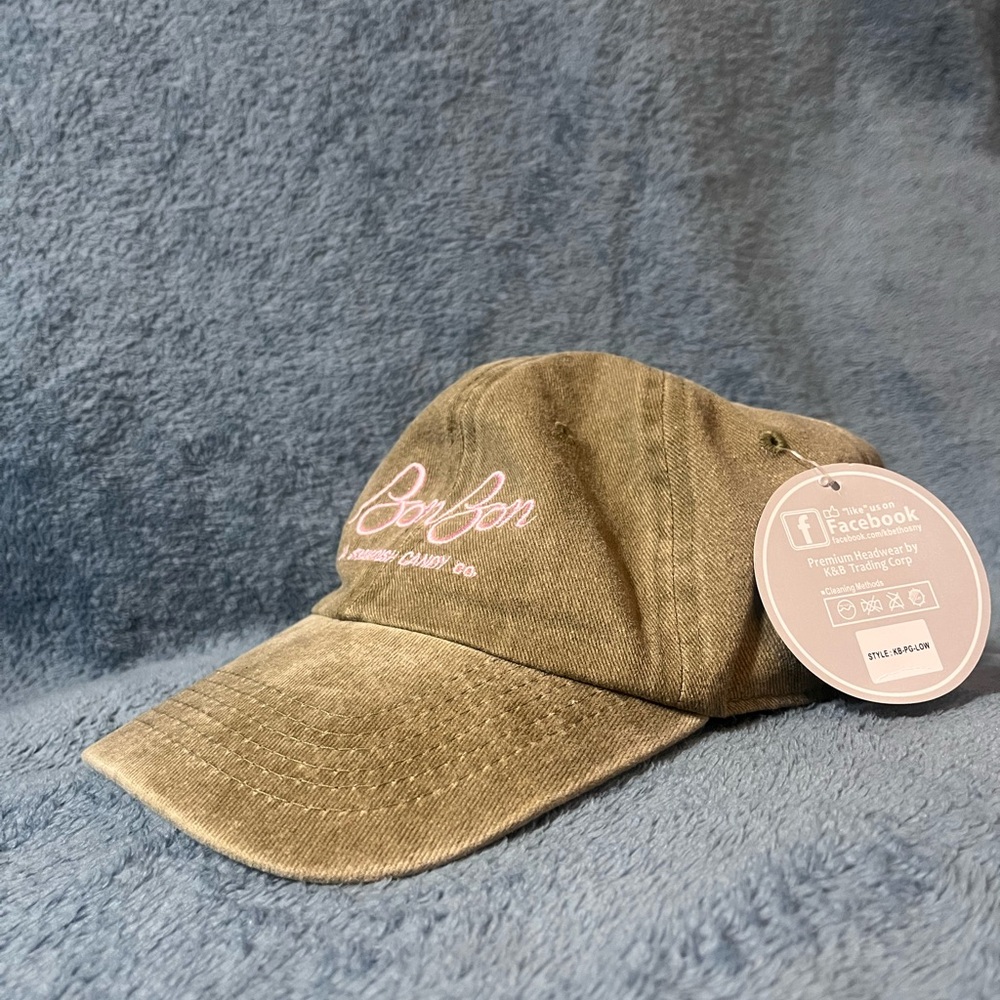 Corduroy Cap with Pink Embroidery